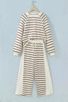 Stripe Relaxed Long Sleeve Top Color Block Detail Drawstring Pant Set