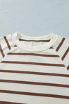 Stripe Relaxed Long Sleeve Top Color Block Detail Drawstring Pant Set