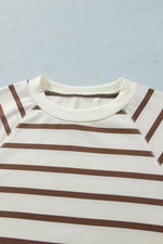Stripe Relaxed Long Sleeve Top Color Block Detail Drawstring Pant Set
