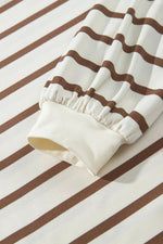 Stripe Relaxed Long Sleeve Top Color Block Detail Drawstring Pant Set