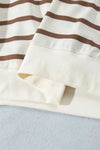 Stripe Relaxed Long Sleeve Top Color Block Detail Drawstring Pant Set