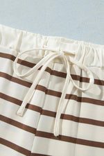 Stripe Relaxed Long Sleeve Top Color Block Detail Drawstring Pant Set