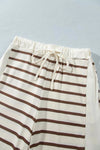 Stripe Relaxed Long Sleeve Top Color Block Detail Drawstring Pant Set