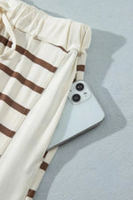 Stripe Relaxed Long Sleeve Top Color Block Detail Drawstring Pant Set