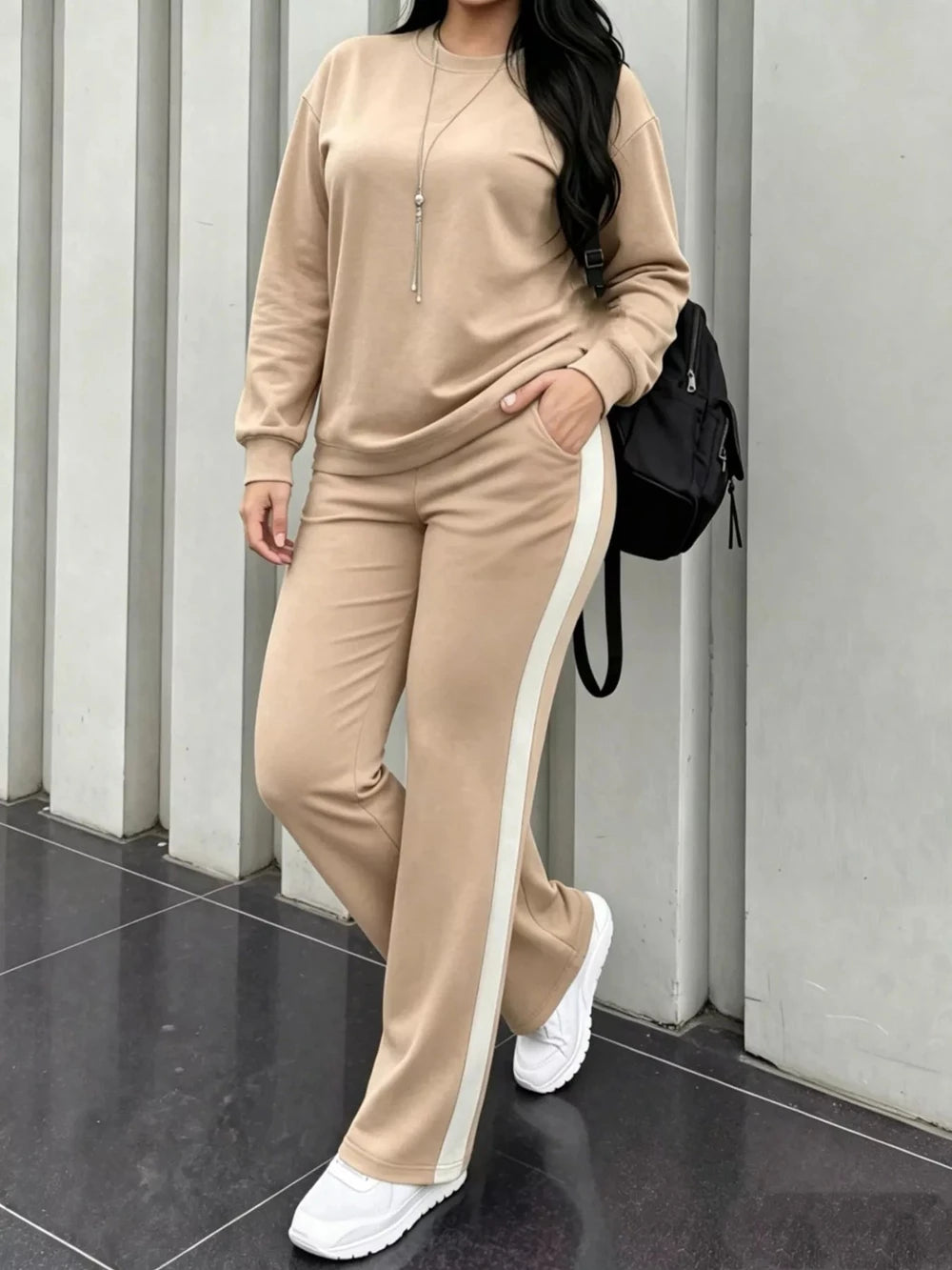 Dropped Shoulder Top and Pants Set